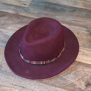 Vintage wine wool fedora hat
